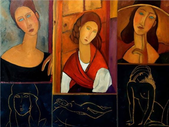 Three women after Modigliani by Krystyna Ruminkiewicz, 2023