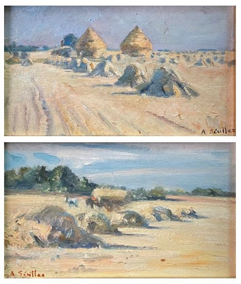 Artwork by Andrée Seailles, Meules de foin, Made of Oil on panel