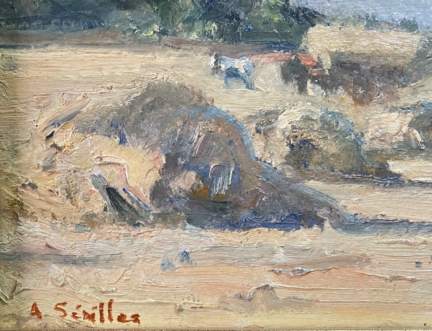 Artwork by Andrée Seailles, Meules de foin, Made of Oil on panel