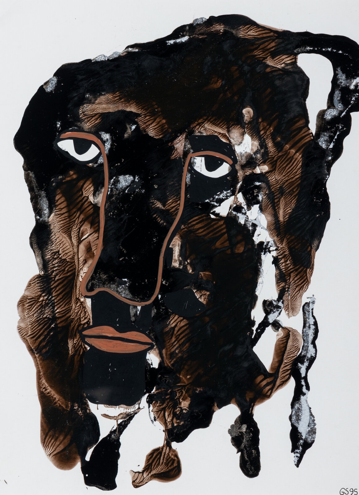 Artwork by Gérard Sendrey, Visage, Made of enamel and ink on paper
