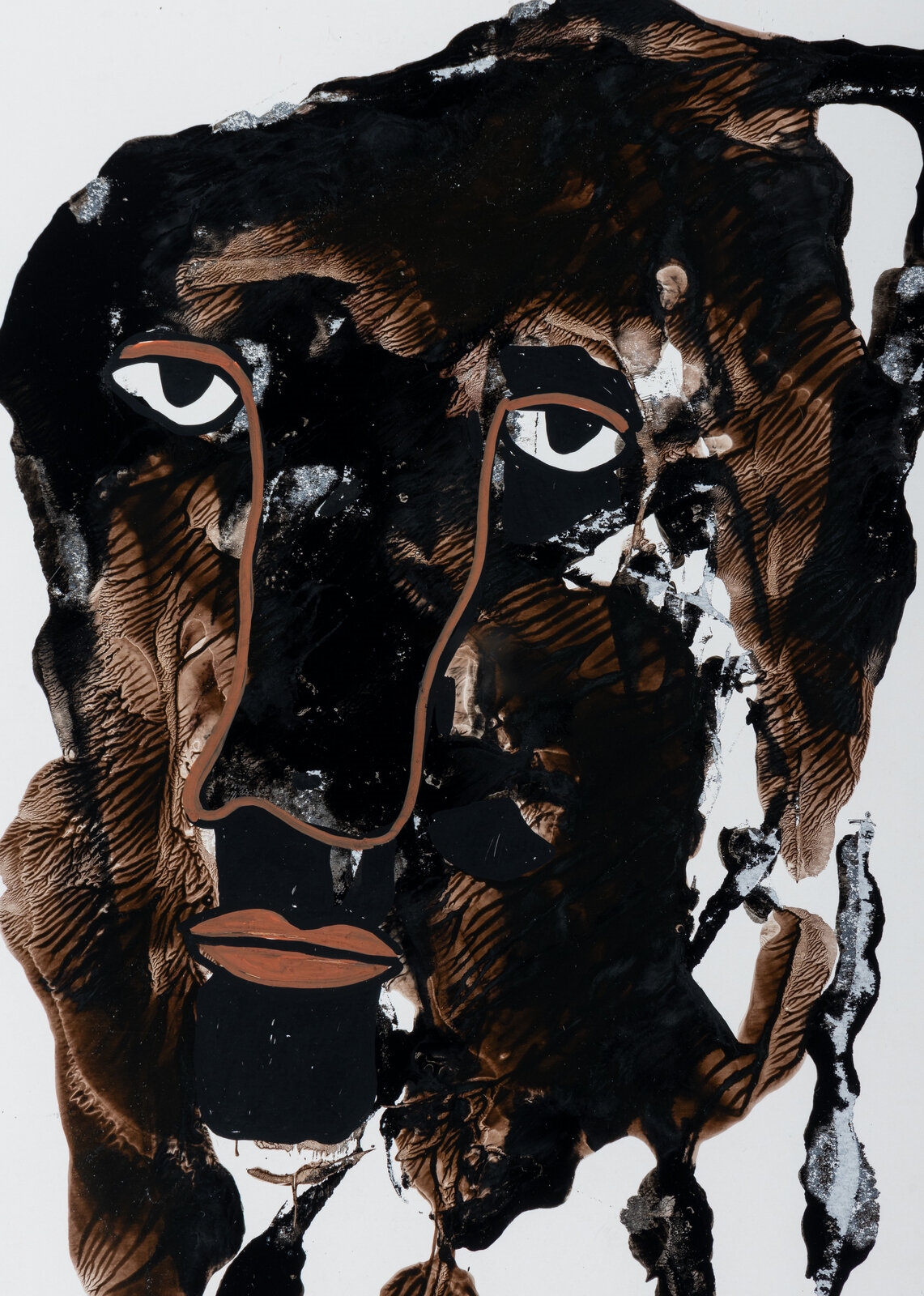 Artwork by Gérard Sendrey, Visage, Made of enamel and ink on paper