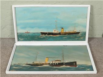 Two Peter Searle framed oils on board depicting sea studies - Peter Searle