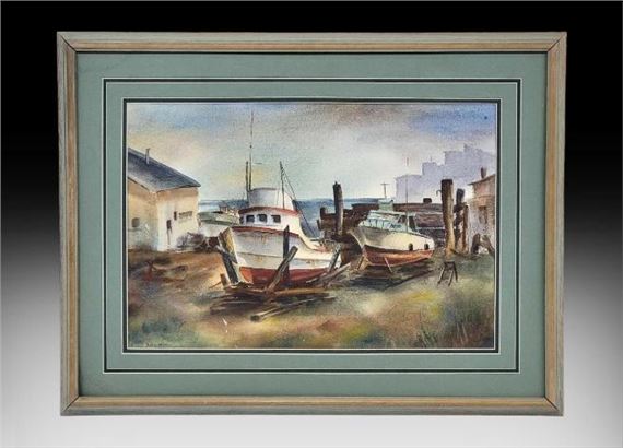 Fishing Boats in Dry Dock - Dodie Warren