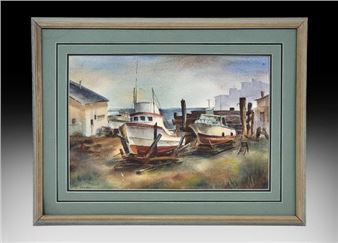 Fishing Boats in Dry Dock - Dodie Warren