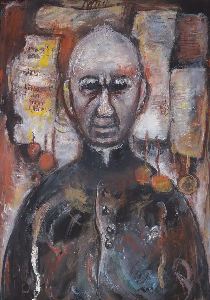 Artwork by Wladyslaw Paciak, AUTOPORTRET, Made of gouache on cardboard