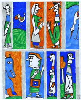 Untitled (Bunte Figuren) - Otto Sander Tischbein