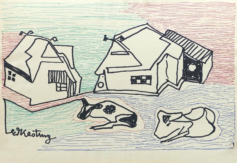 Edmund Kesting | Gehöfte am Meer | MutualArt