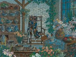 Artwork by John Powell, Interior Scene, Made of serigraph