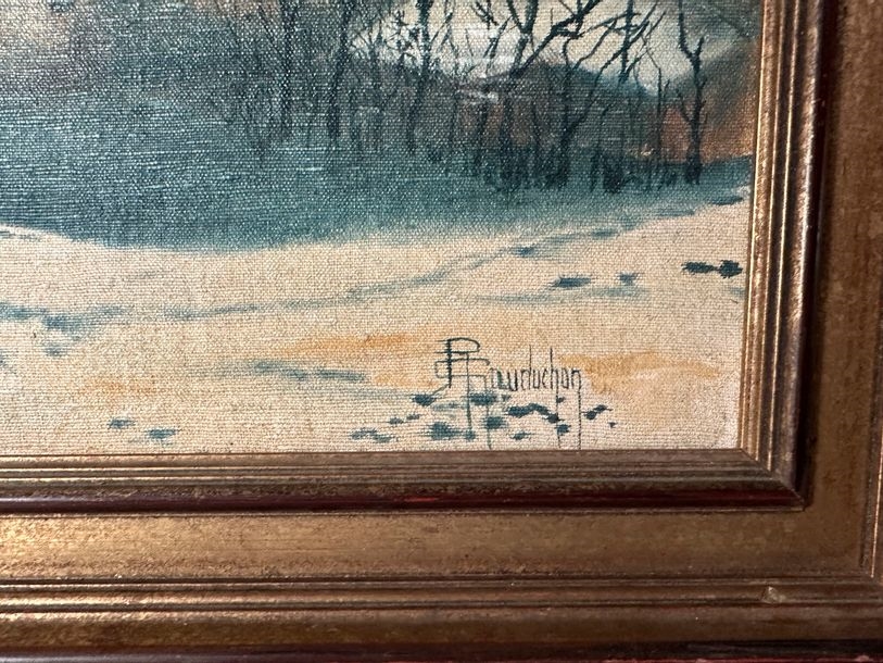 Artwork by Richard Gauduchon, Richard GAUDUCHON Snowy landscape in the... - Lot 131 - Aponem, Made of oil on canvas pasted on panel