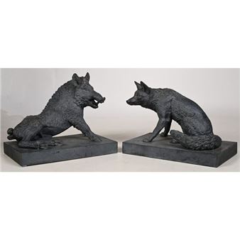Fox and wild boar - Jean-Jacques Ducel