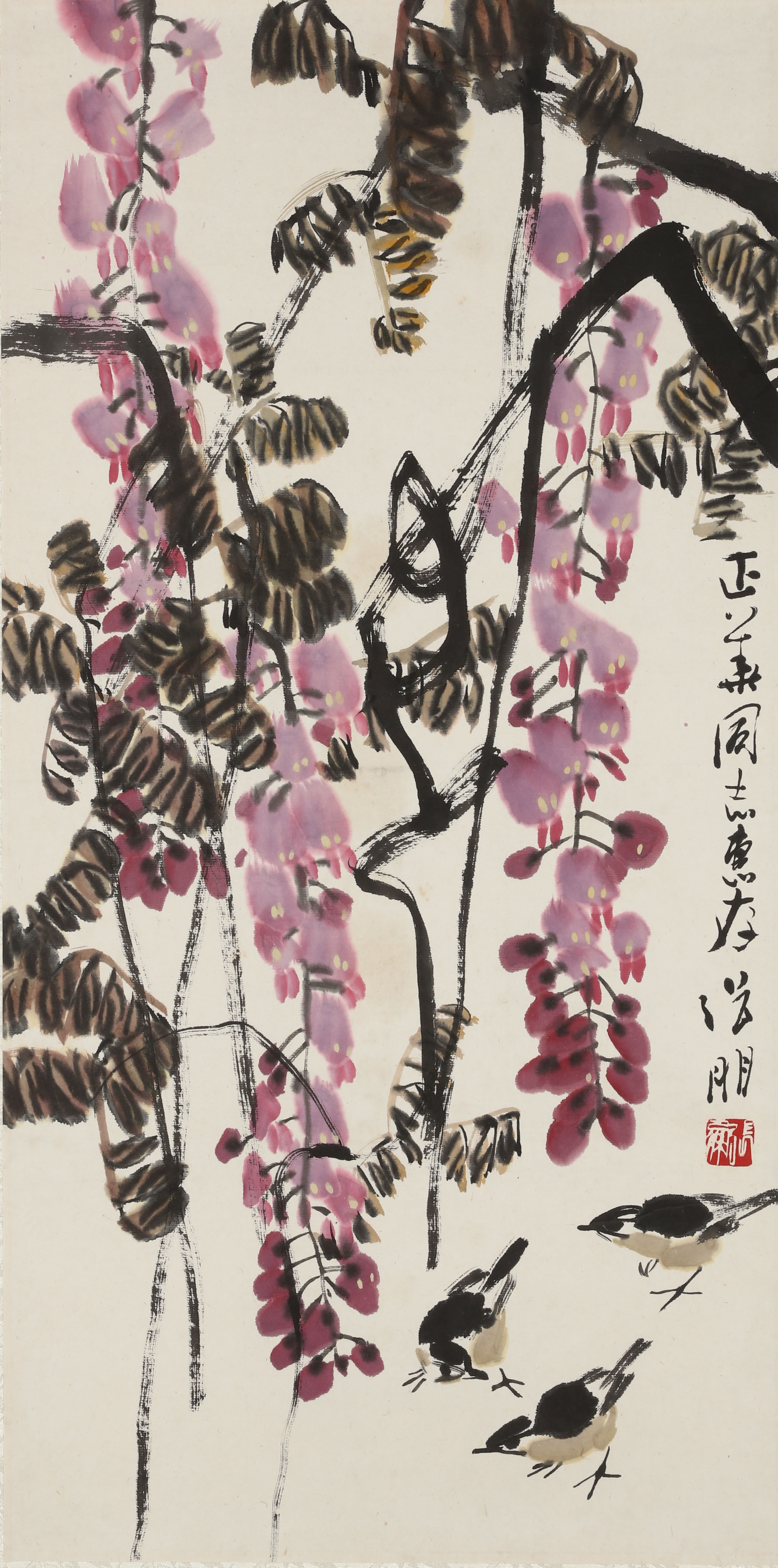 WISTERIA AND SPARROWS - Zhang Peng