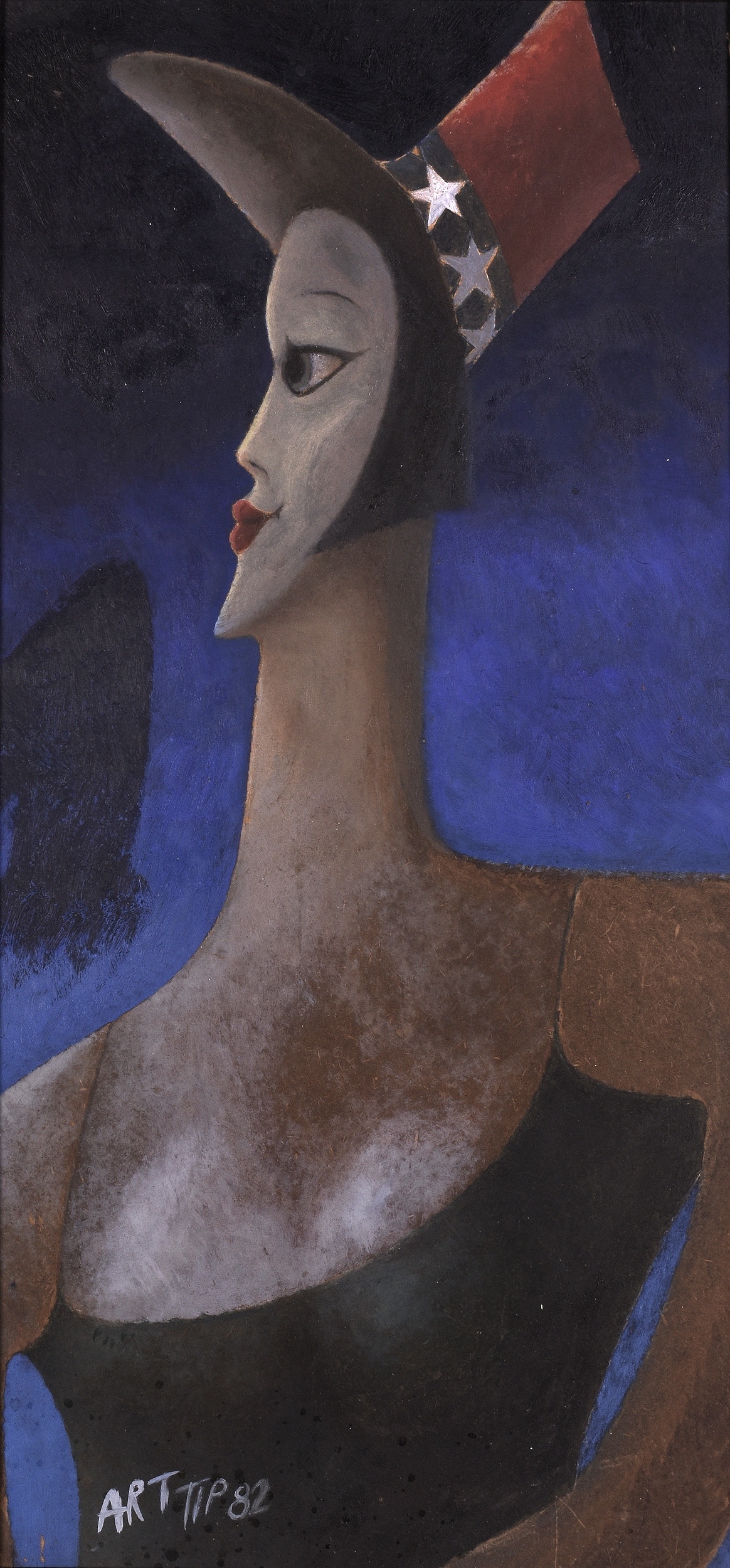 Artwork by Svatopluk Pitra, Dívka, 1982, Made of oil on cardboard