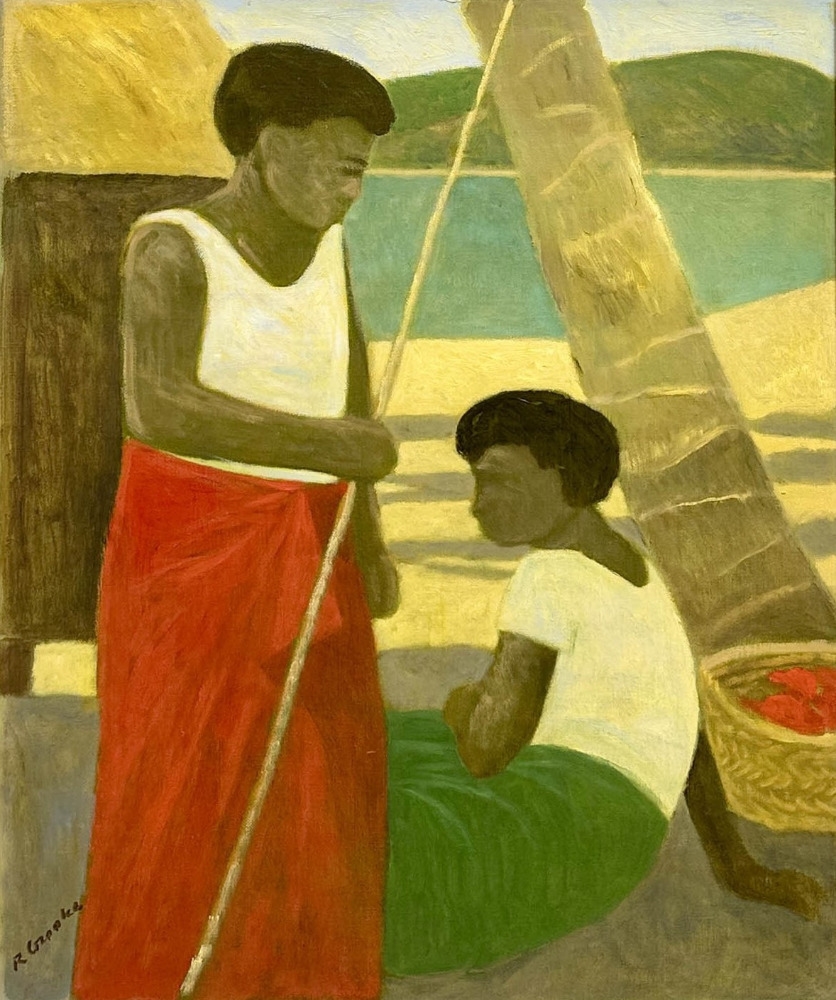 Artwork by Ray Crooke, Fijian Natives, Made of oil on canvas