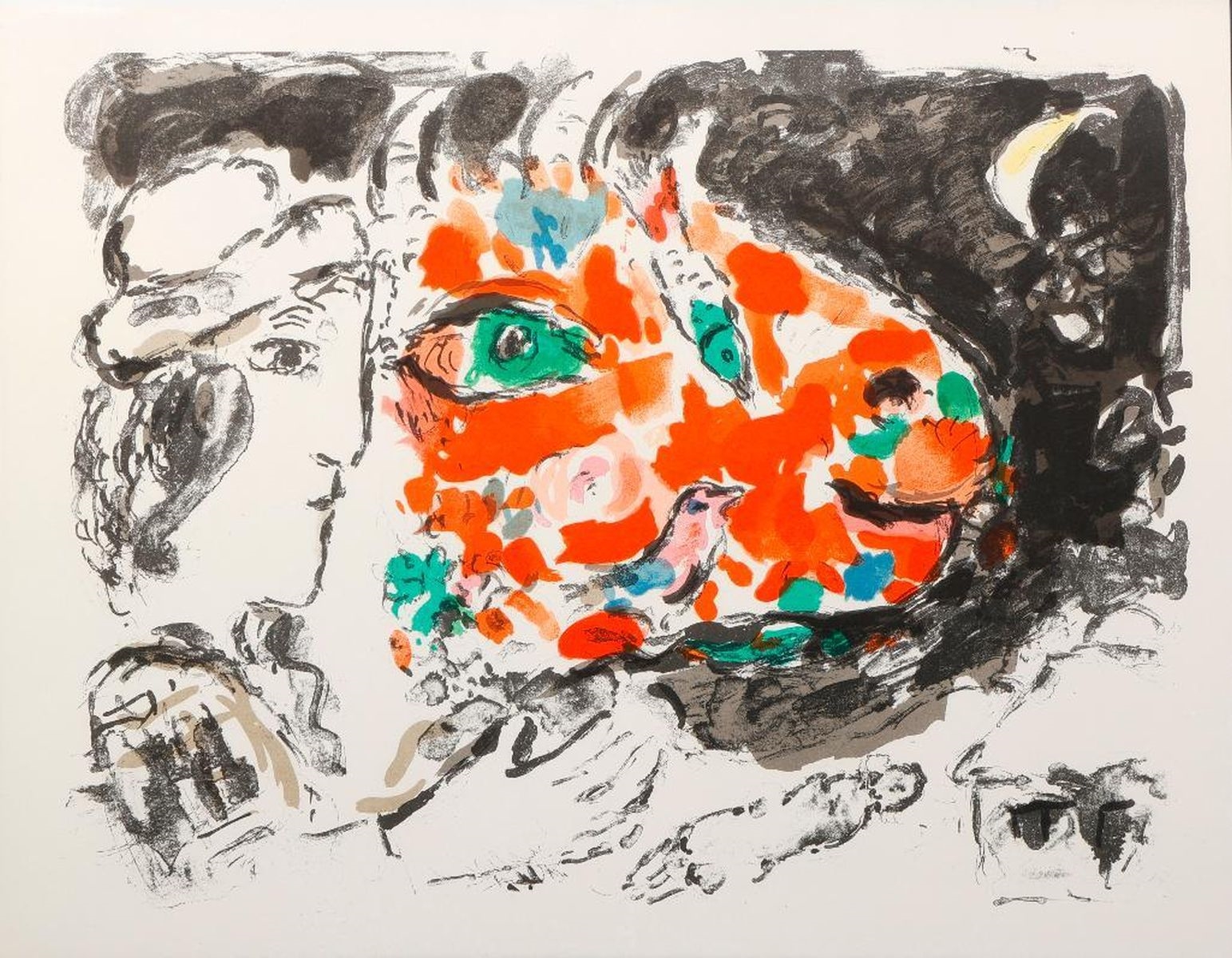 Marc Chagall | Biblical scene with red faced animal | MutualArt