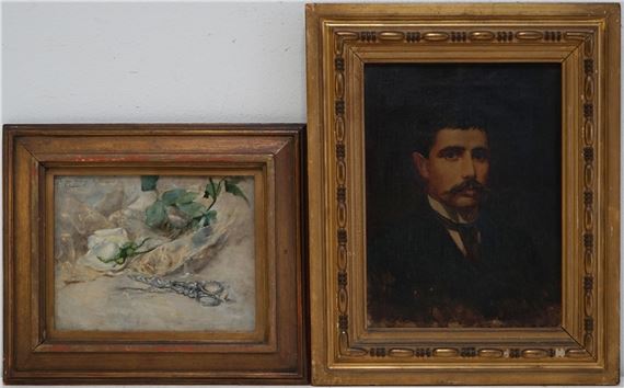 Still-Life and Portrait: (i) 'White Rose with Scissors' - Eleanor Elizabeth Greatorex