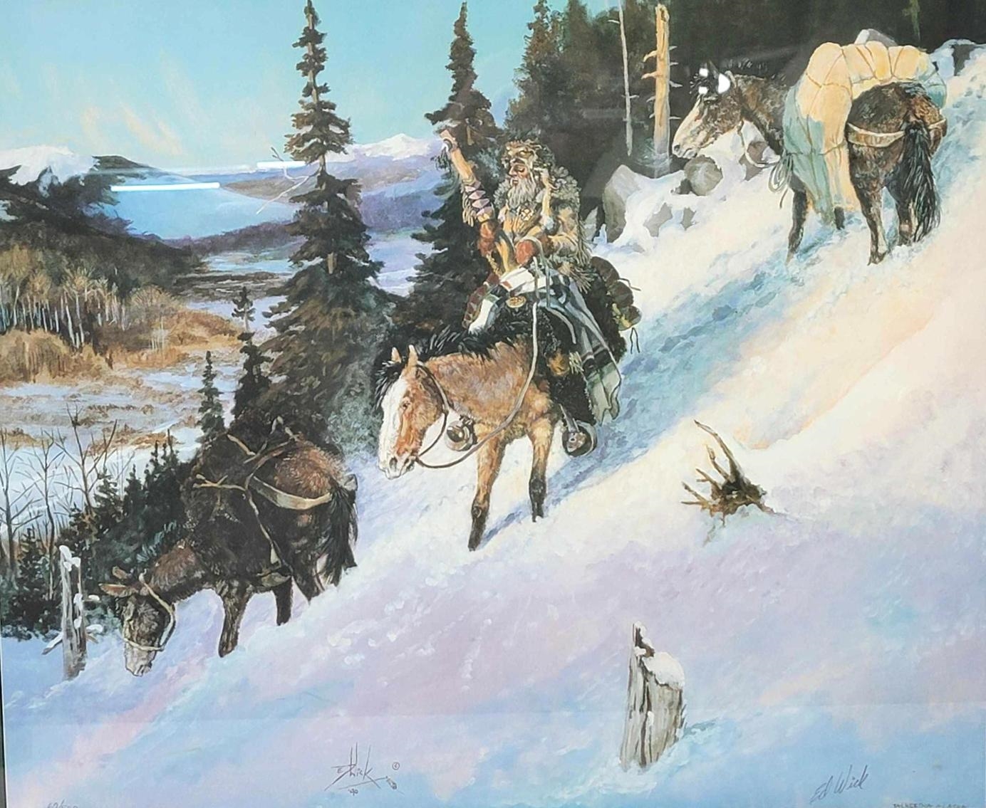 Ed Wick | Hunter on Horseback in the Snow | MutualArt