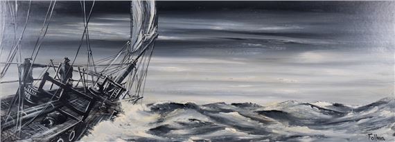 *Ron Folland (British, 1932-1999) On deck at sea Oil on board 43 by Ron Folland