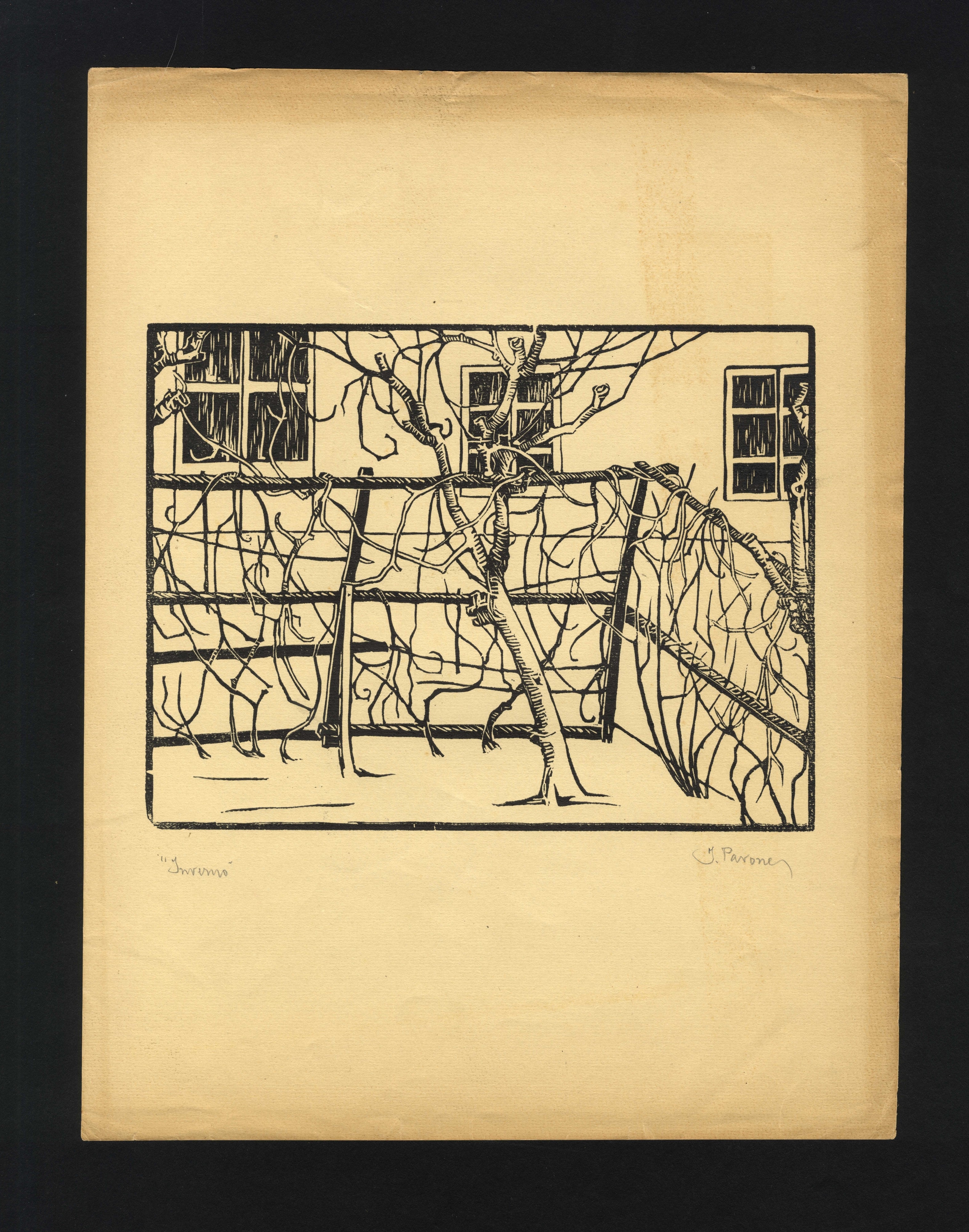 Artwork by Irma Pavone Grotta, Winter, Made of woodcut