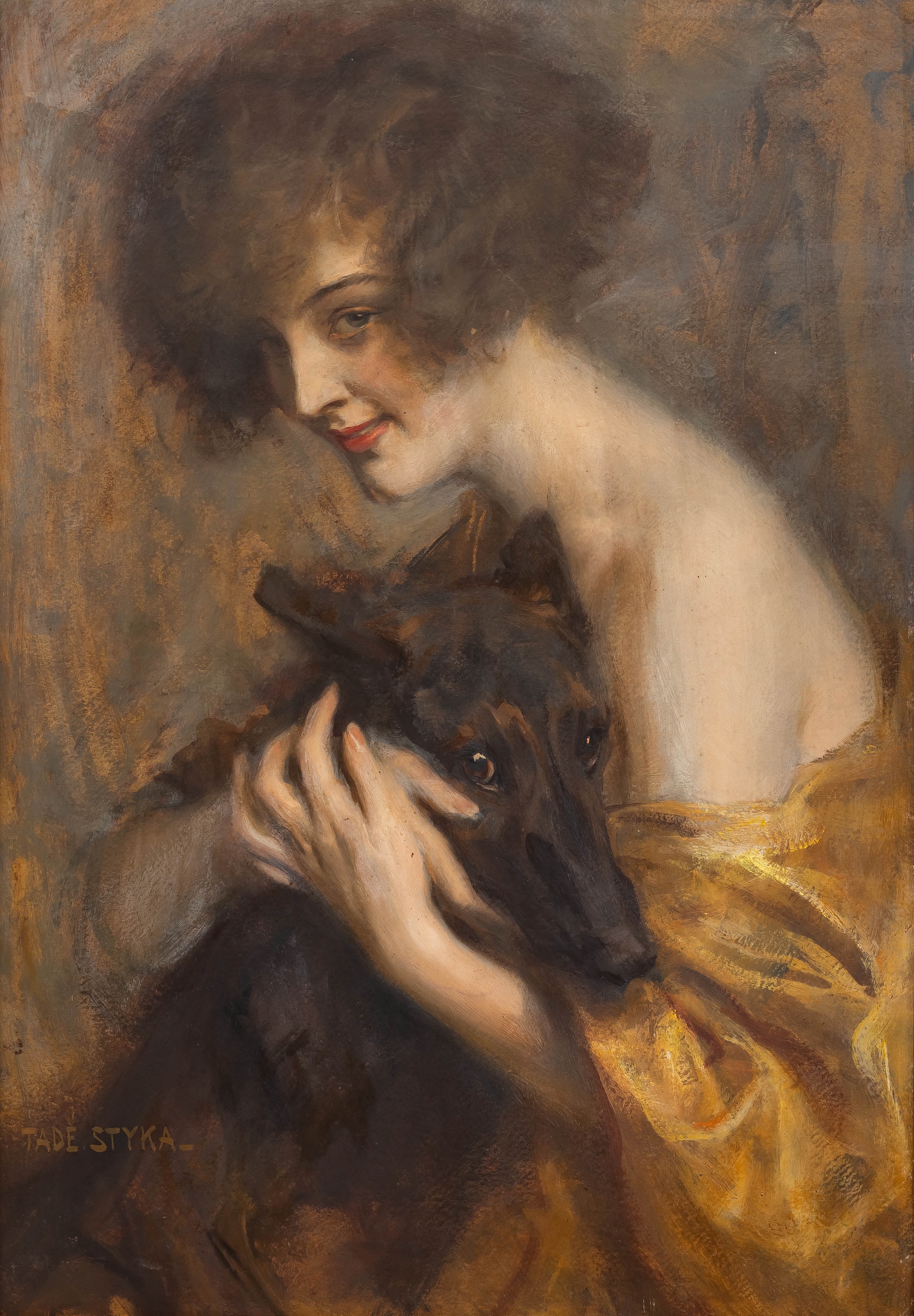 Portret kobiety z psem - Tadé Styka