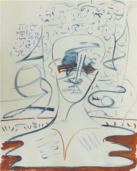 Lisa Buchanan ''Abstract Portrait'' 1984 Gouache on Paper Framed 29''x23.5'' - Lisa Buchanan