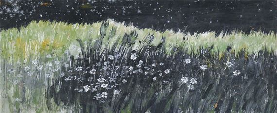 Neil Meitzler ''Mystic Flowers'' 1960's Casein on Masonite 22''x52'' by Neil Meitzler, 1960s