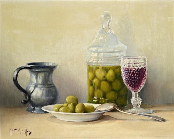 Still Life - Olives and Wine by Robert Chailloux