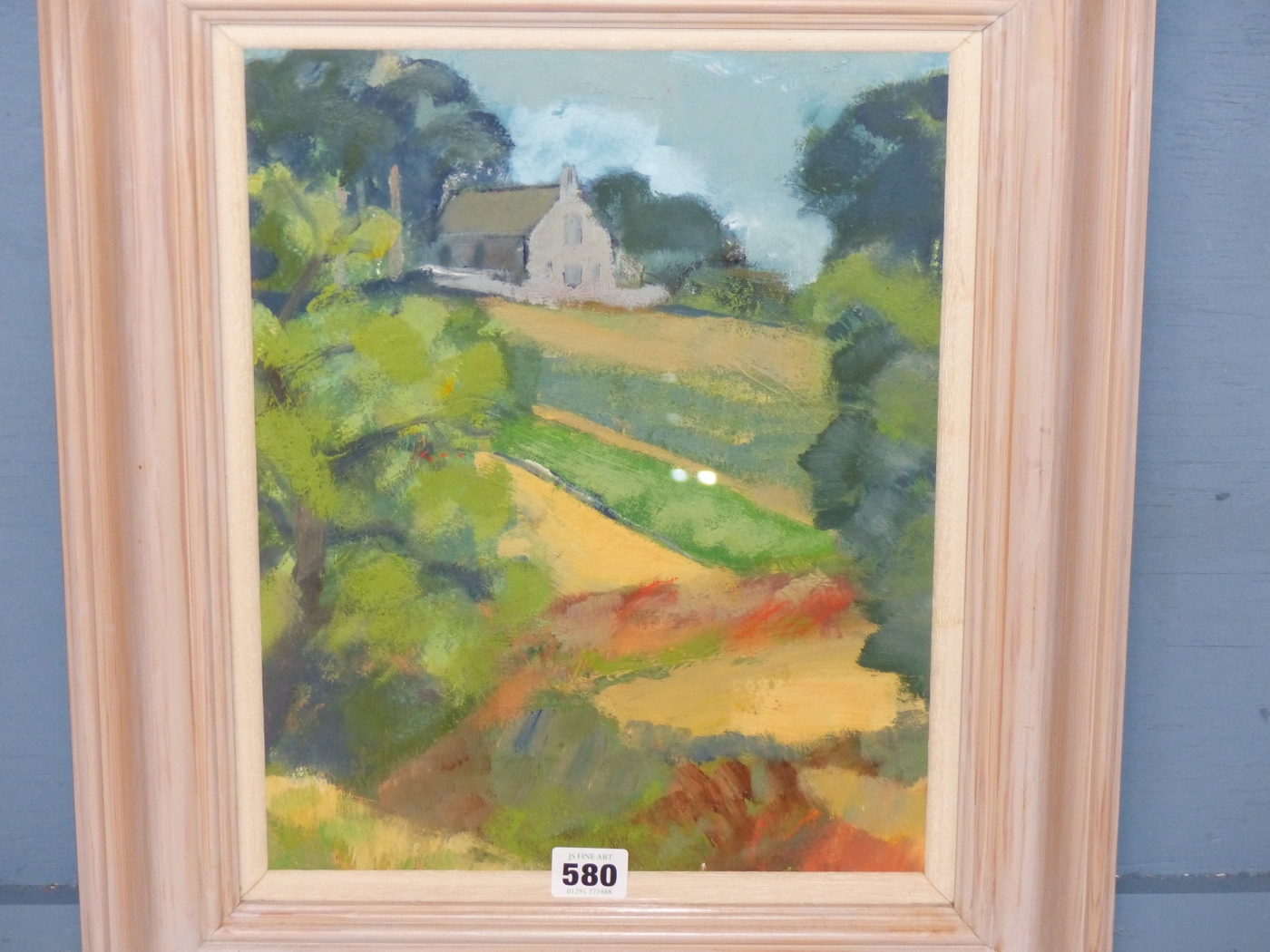 Artwork by Mary Stuart, LANDSCAPE WITH CHURCH, Made of OIL ON BOARD