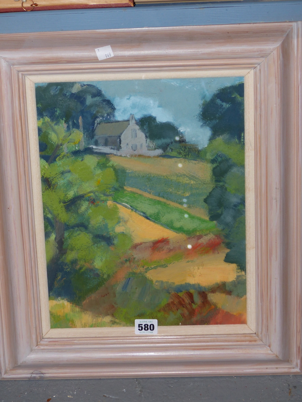 Artwork by Mary Stuart, LANDSCAPE WITH CHURCH, Made of OIL ON BOARD