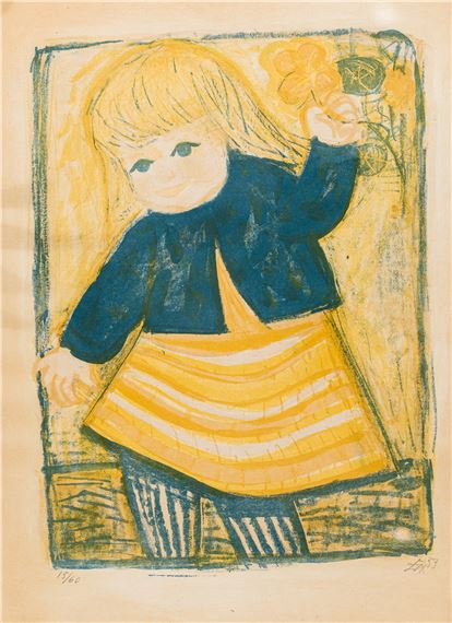 Bettina (mit Kapuzinerblume) by Otto Dix, 1953