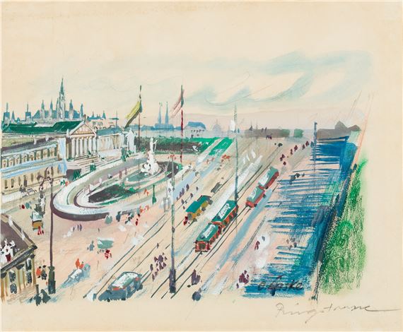 Ringstraße beim Parlament by Oskar Laske, um 1940