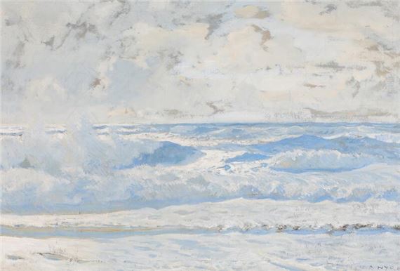 Coast scenery with rough seas by Borge C. Nyrop