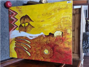 Female figure to centre carrying a vessel on her head - Alain Sauriac