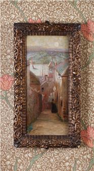 1945) STREET SCENE WITH DISTANT HARBOUR. - Florence Lendrum