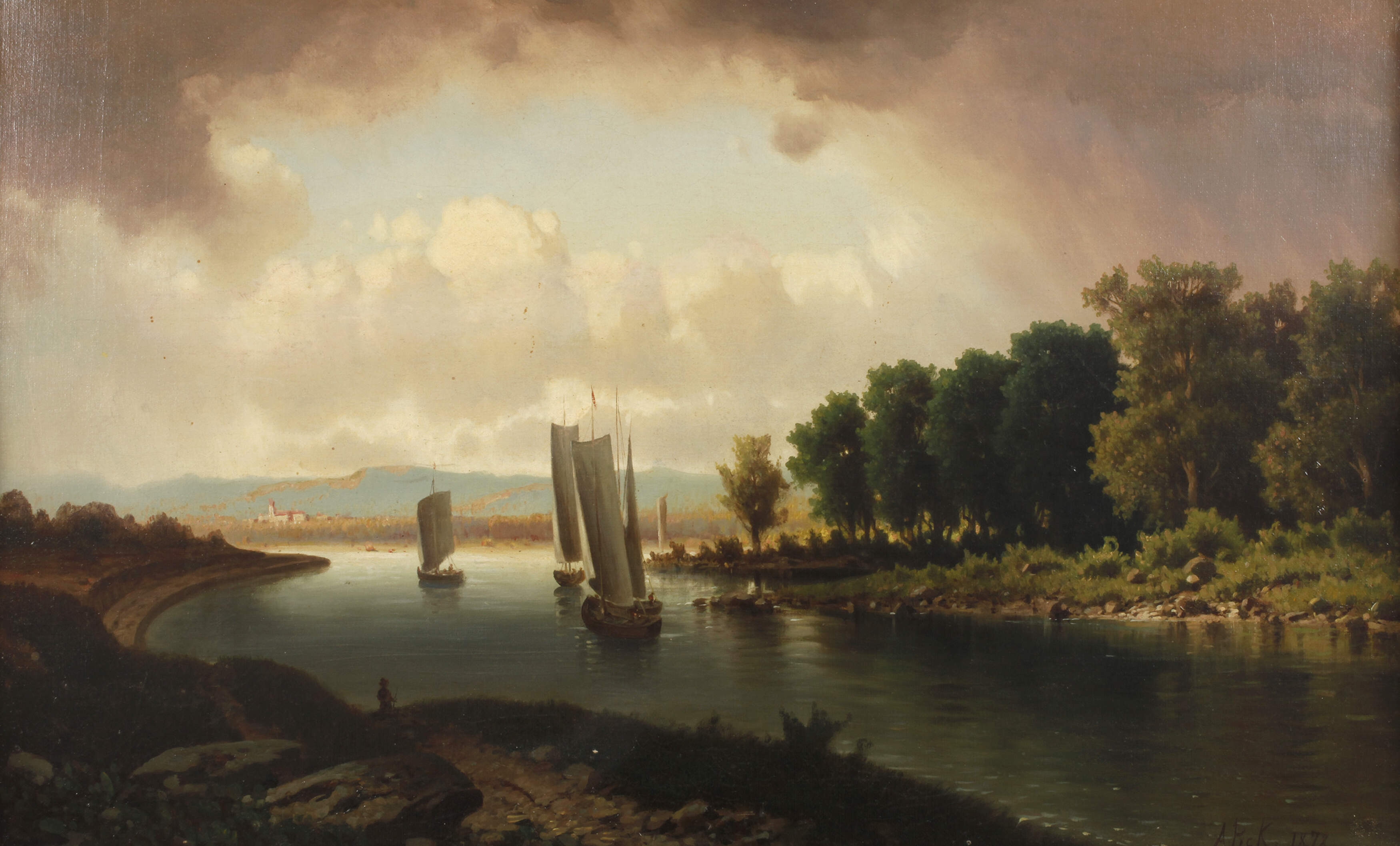 Anton Pick | Boote auf dem Fluss (1878) | MutualArt