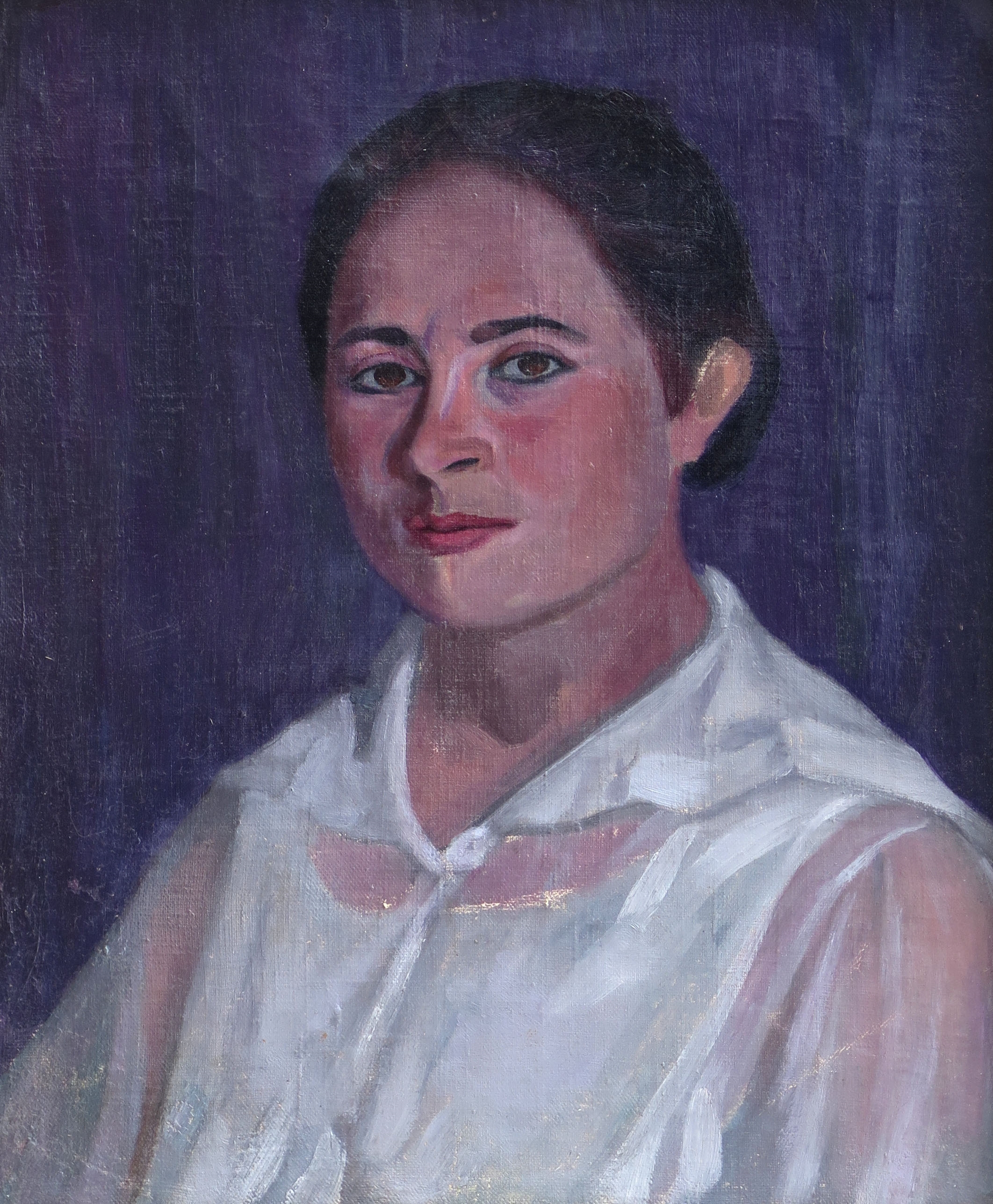 Aleksandrs Strals | Meitenes portrets uz lillā fona | MutualArt