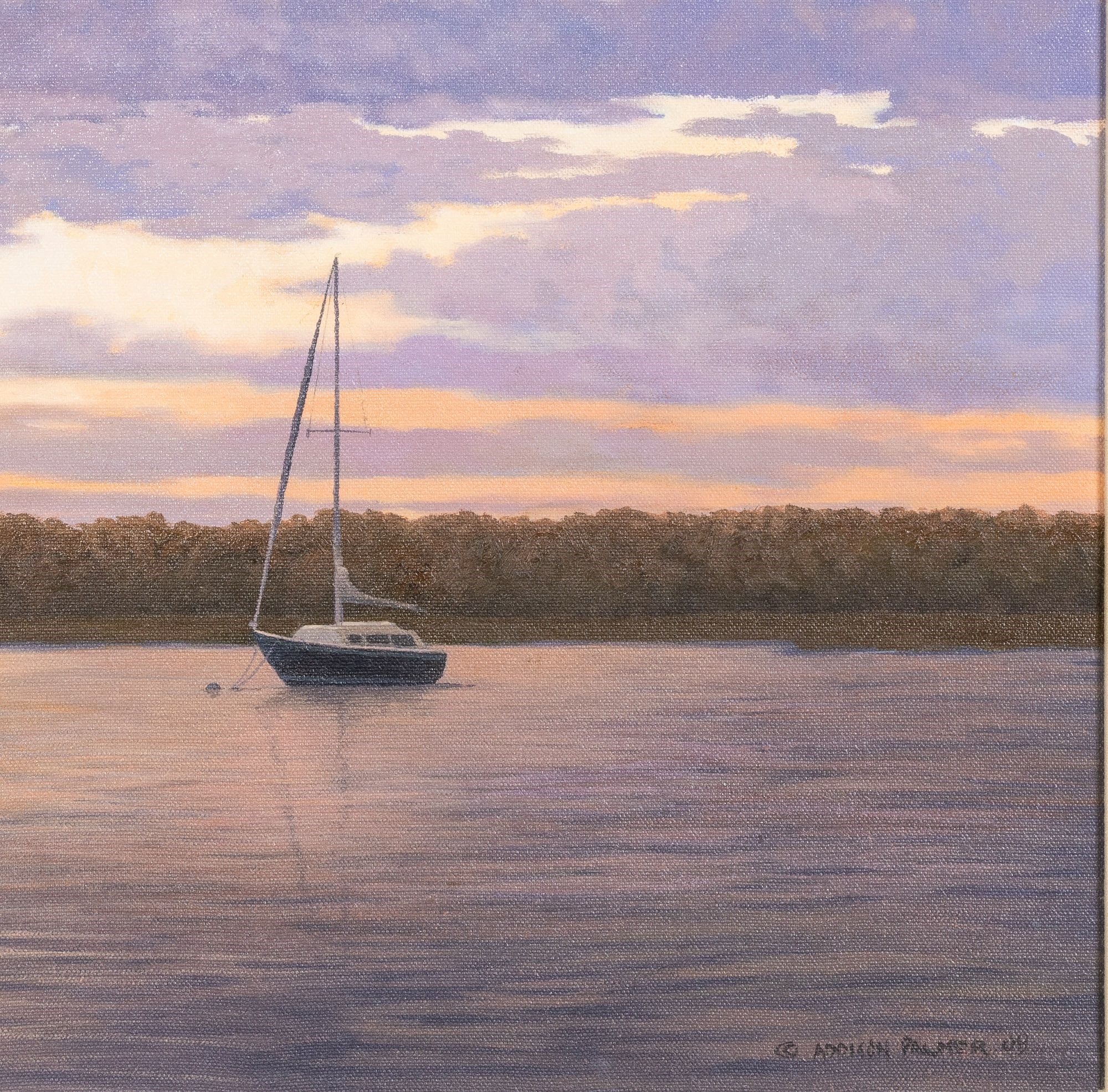 Artwork by Addison Palmer, Addison Palmer (b. 1970), Sail Boat at Dusk, O/C, Made of Oil on Canvas