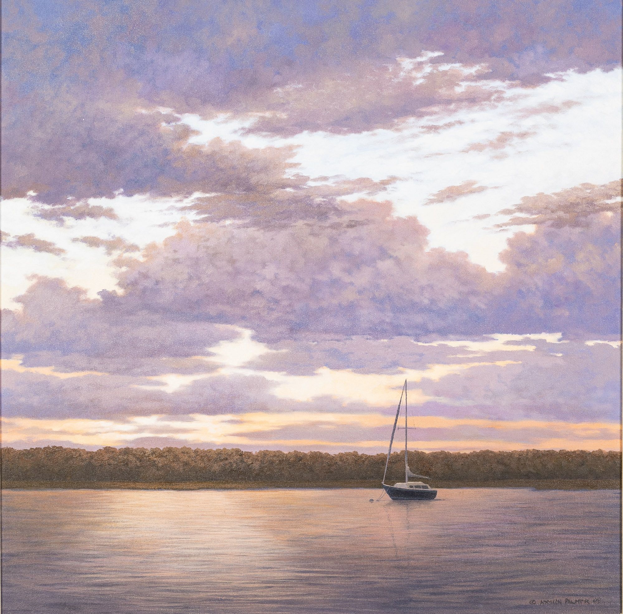 Artwork by Addison Palmer, Addison Palmer (b. 1970), Sail Boat at Dusk, O/C, Made of Oil on Canvas