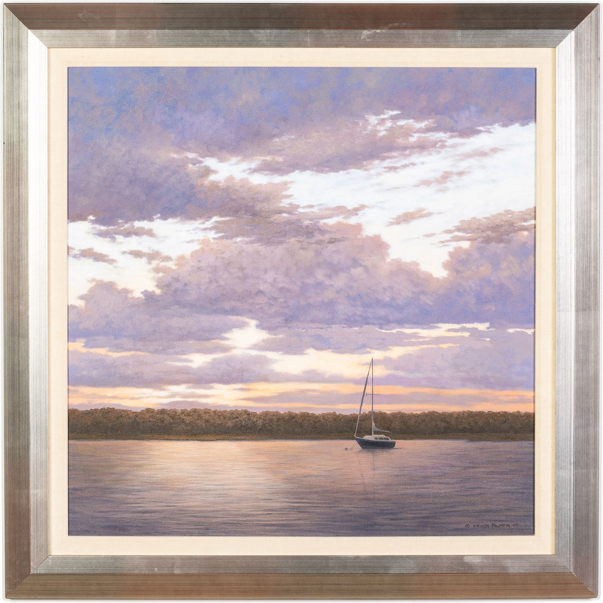 Artwork by Addison Palmer, Addison Palmer (b. 1970), Sail Boat at Dusk, O/C, Made of Oil on Canvas