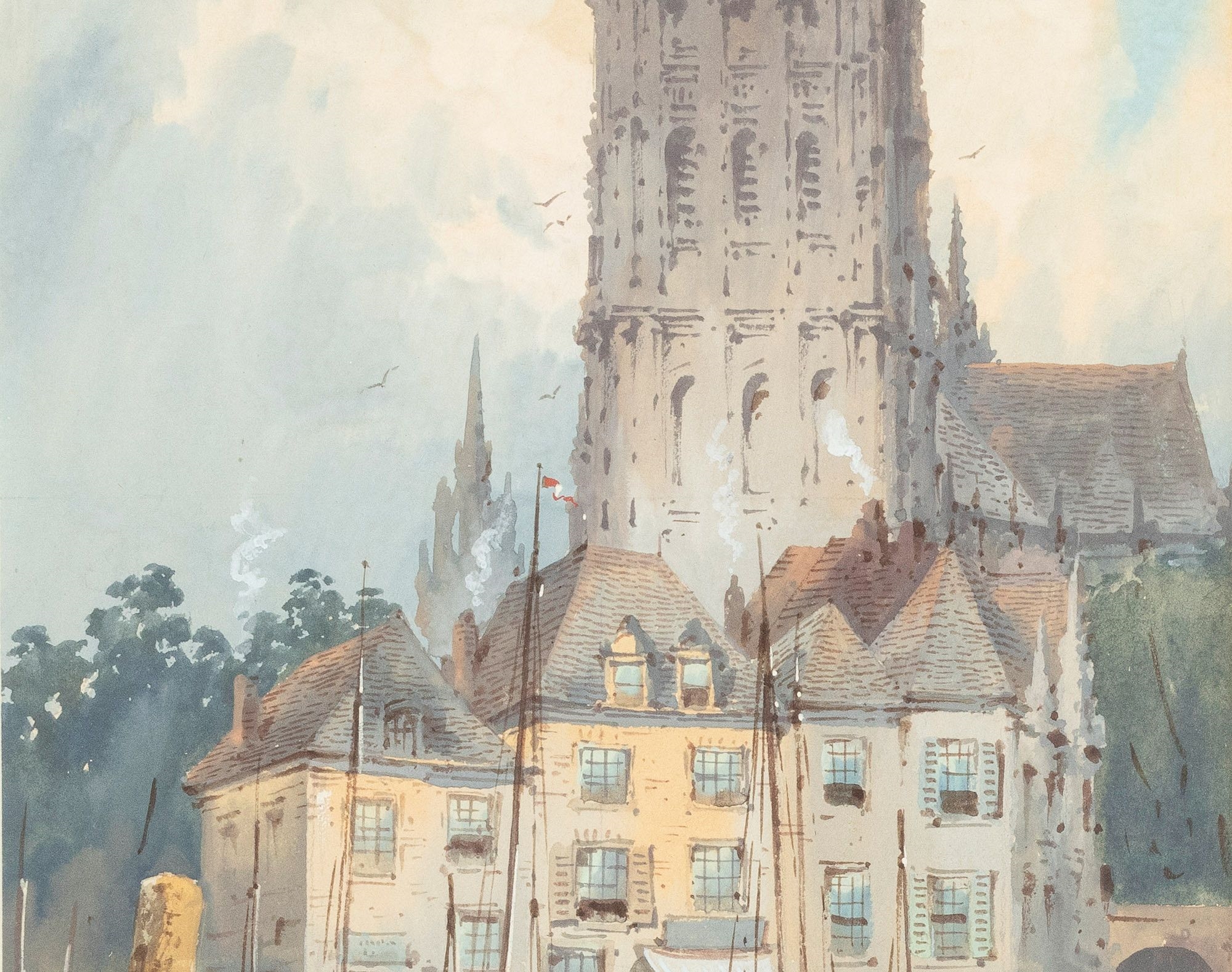 Charles Rousse | Charles Rousse (British, 19th C.), Canal Scene, W/C ...