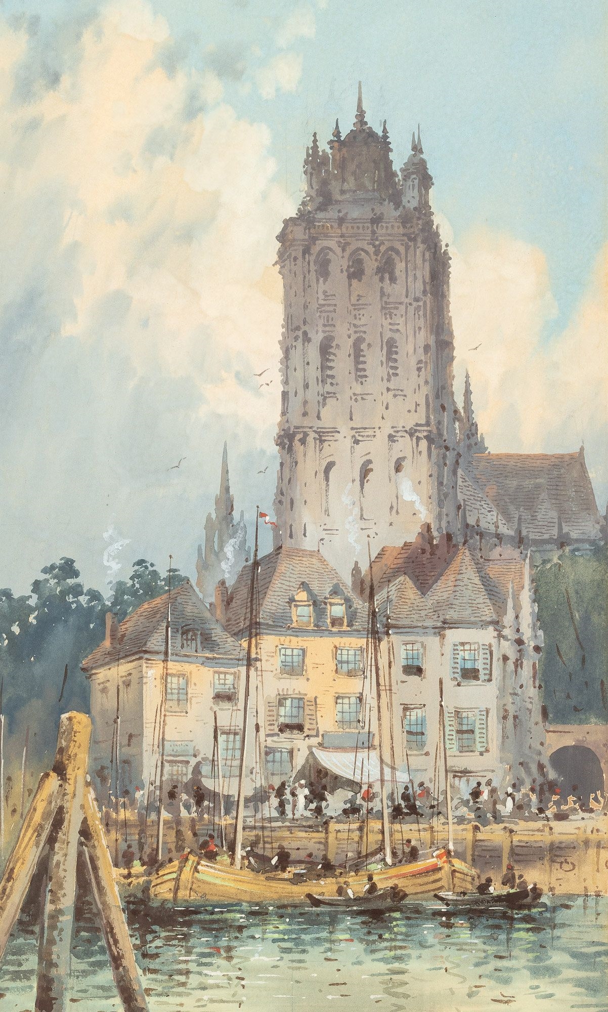 Charles Rousse | Charles Rousse (British, 19th C.), Canal Scene, W/C ...
