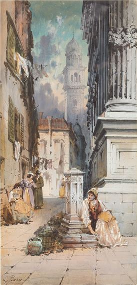 Charles Rousse | Charles Rousse, European Street Scene, Watercolor ...