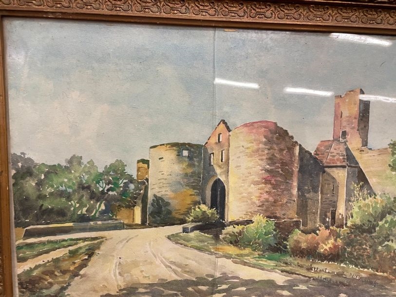 Artwork by Émilie Allard, Emile ALLARD Entrée de la ville de DOMME (DORDOGNE), Made of watercolor
