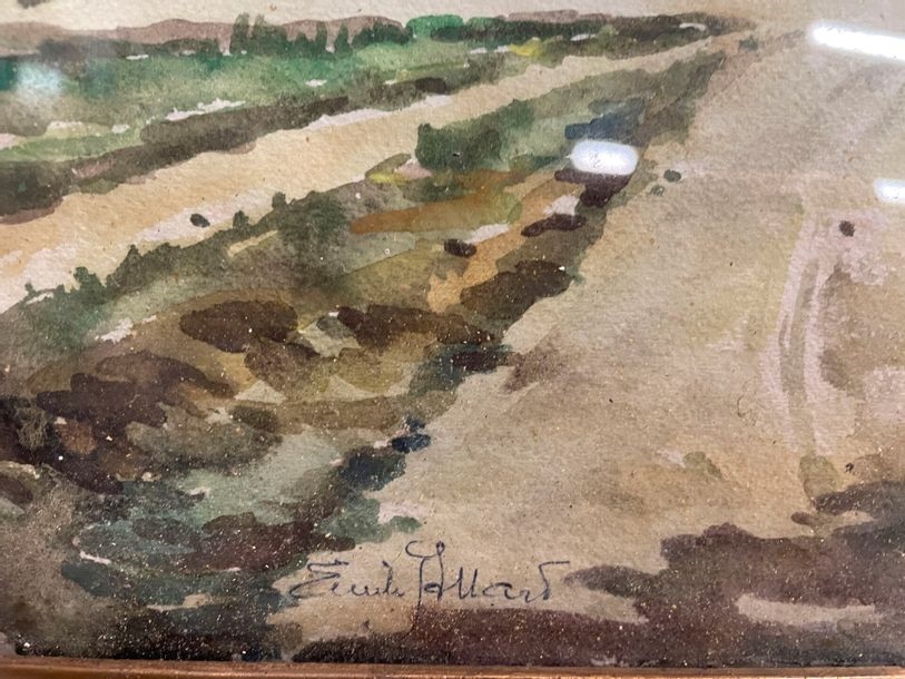 Artwork by Émilie Allard, Emile ALLARD Entrée de la ville de DOMME (DORDOGNE), Made of watercolor