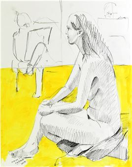 PAUL DICKENS UNITLED NUDE STUDY - PENCIL & WATERCOLOUR - Paul Dickens