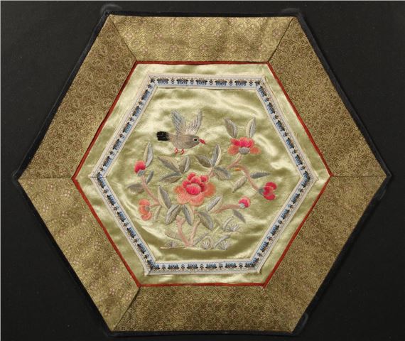 two needlework on silk panels by Chinese School