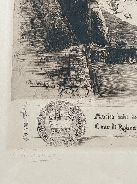 Artwork by Charles Jouas, Ancien hôtel des archevêques de Rouen, Made of engraving