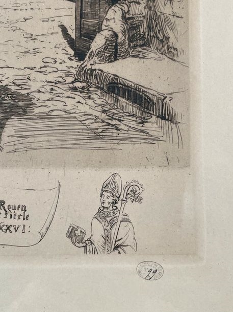Artwork by Charles Jouas, Ancien hôtel des archevêques de Rouen, Made of engraving