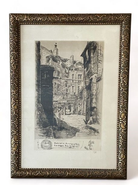 Artwork by Charles Jouas, Ancien hôtel des archevêques de Rouen, Made of engraving