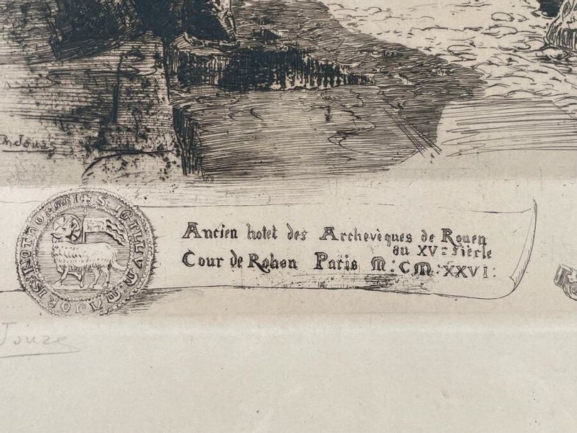 Artwork by Charles Jouas, Ancien hôtel des archevêques de Rouen, Made of engraving
