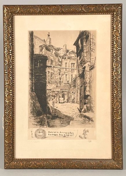 Artwork by Charles Jouas, Ancien hôtel des archevêques de Rouen, Made of engraving